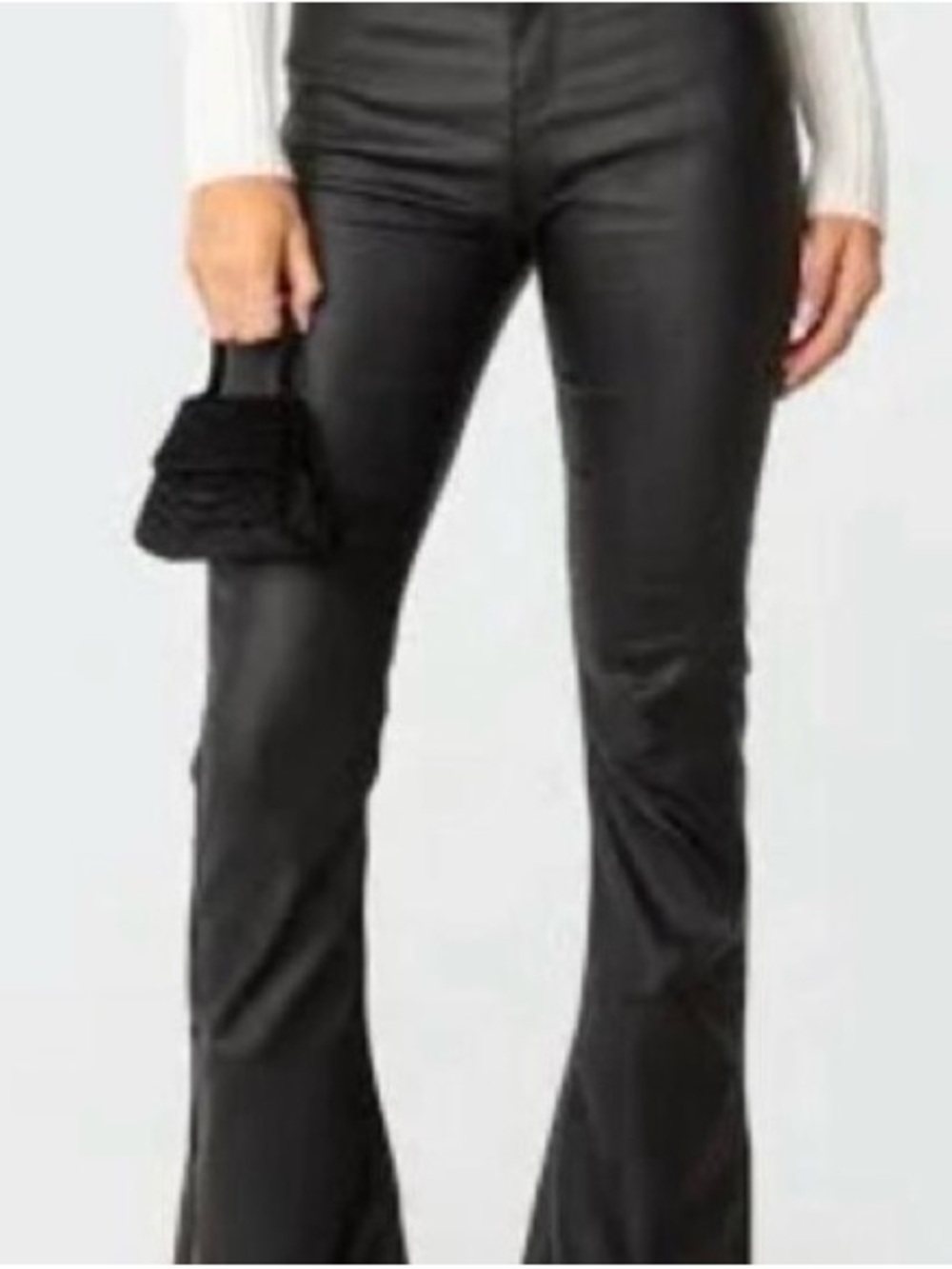 Black Faux Leather Flared Pants